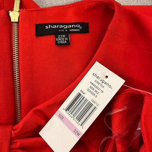 Sharagano Women's New Red Stretch Sleeveless Bow Dress - Size 22W - NWT - Picture 2 of 5